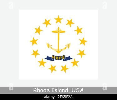 Bandiera di stato di Rhode Island USA. Bandiera di RI, Stati Uniti isolati su sfondo bianco. Stati Uniti, America, Stati Uniti, Stati Uniti. VECTO Illustrazione Vettoriale