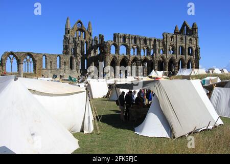 Whitby Abbey evento medievale 2018 Foto Stock