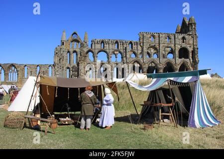 Whitby Abbey evento medievale 2018 Foto Stock