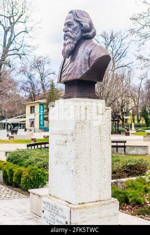 Monumento di Rabindranath Tagore, Tagore Promenade – la strada alta di Balatonfured. L'Ungheria, Foto Stock