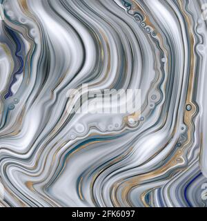 Sfondo astratto in marmo agate in blu pastello, finta trama in pietra, elegante effetto di marmorizzazione blu bianco con venature d'oro, agata creativa, marbl artistico Foto Stock