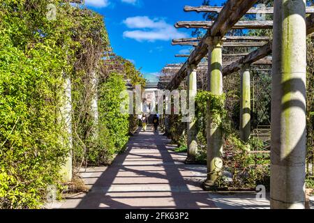 Persone che si prendono le passeggiate a Hampstead Heath Pergola e Hill Gardens, a nord di Londra, Regno Unito Foto Stock