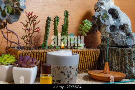 Relax casa santuario con oggetti per il relax e la meditazione al Foto stock  - Alamy