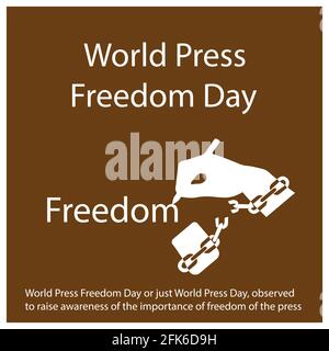 La Giornata Mondiale della libertà di stampa o Just World Press Day, ha osservato di sensibilizzare l'opinione pubblica sull'importanza della libertà di stampa Illustrazione Vettoriale