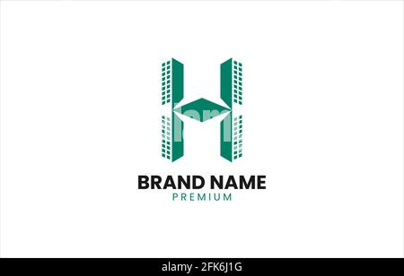 Letter H Building Real Estate Logo Design Template Vector adatto per immobili, case, appartamenti Illustrazione Vettoriale