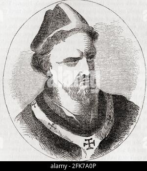 Thomas Becket aka Saint Thomas di Canterbury, Thomas di Londra e Thomas à Becket, 1119/1120 – 1170. Arcivescovo di Canterbury dal 1162 fino al suo omicidio nel 1170. From the History of Progress in Great Britain, pubblicato nel 1866. Foto Stock