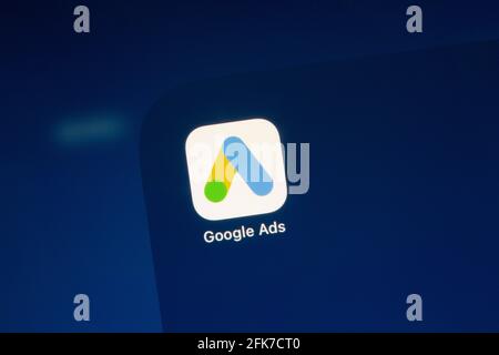 Ostersund, Svezia - 3 febbraio 2021: Icona dell'app Google Ads. Google Ads è una piattaforma pubblicitaria online sviluppata da Google. Foto Stock