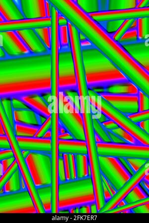 Illustrazione di linee di intersezione casuali a colori multi-neon per sfondo astratto Foto Stock