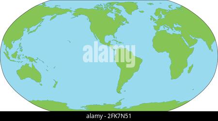 Silhouette mappa mondiale in proiezione Robinson Illustrazione Vettoriale