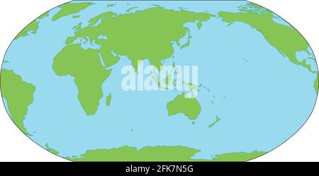 Silhouette mappa mondiale in proiezione Robinson Illustrazione Vettoriale