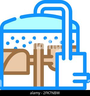 serbatoio di metano o impianto di biogas, digestivo o reattore icona di colore illustrazione vettoriale Illustrazione Vettoriale