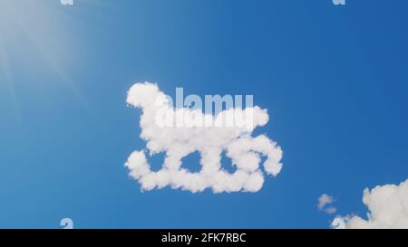 rendering 3d di nuvole bianche soffici a forma di simbolo Di slitta di Natale per cavalcare nella neve su blu cielo con raggi solari Foto Stock