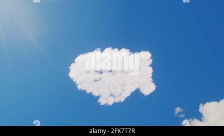 rendering 3d di nuvole bianche soffici a forma di simbolo di volo zeppelin su cielo blu con raggi di sole Foto Stock