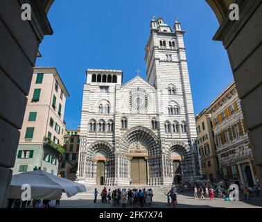 Genova, liguria, Italy. La cattedrale gotica di San Lorenzo. Foto Stock
