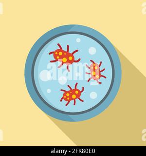 Icona di digestione dei batteri, stile piatto Illustrazione Vettoriale