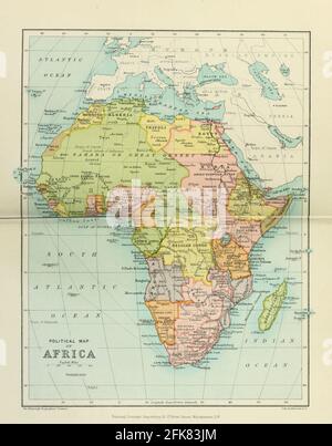 Mappa politica dell'Africa dal Libro ' Gran Bretagna oltre i mari : Africa : una storia e una descrizione dell'Impero britannico in Africa ' di Johnston, Harry Hamilton, Sir, 1858-1927 pubblicato nel 1910 a Londra dal depositario della Società Nazionale Foto Stock