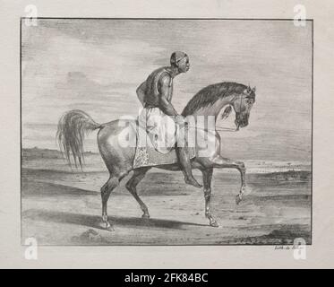 African on Horseback 1823 litografia di Eugène Delacroix (francese, 1798-1863) Foto Stock