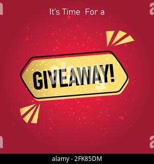 Poster omaggio, carta per San Valentino. Immagine vettoriale disegnata a mano con bolla del parlato rosso e piccoli cuori rossi. Ideale per i social media Illustrazione Vettoriale