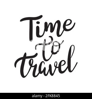 Illustrazione vettoriale. Scritta vintage a mano di Travel su sfondo bianco. Illustrazione Vettoriale