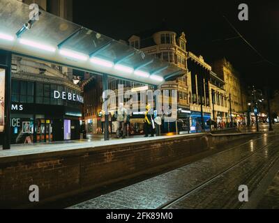 Manchester di notte Foto Stock