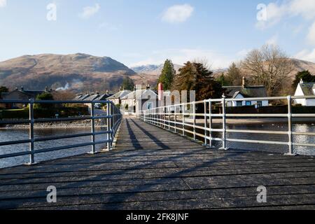 Il molo di Luss su Loch Lomond, Argyll, Scozia Foto Stock
