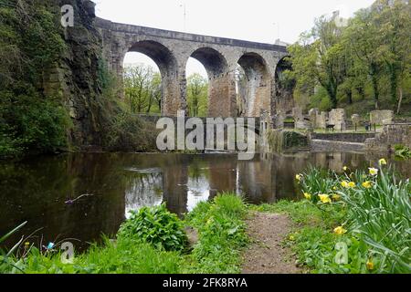 Queens Bridge sul fiume Goyt a New Mills, Derbyshire Foto Stock