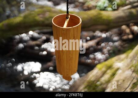 Koshi vento cimes fuori nella foresta per la terapia di guarigione del suono, yoga e meditazione, relax Foto Stock