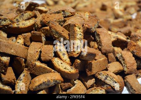 Cucina italiana, Cantucci i tradizionali biscotti croccanti toscani con mandorle. Foto Stock