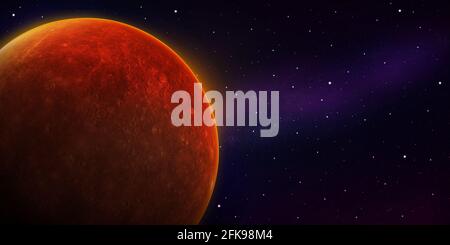 Splendido concetto di sfondo moderno con Red Planet 3D Rendered Abstract spazio e stelle Foto Stock