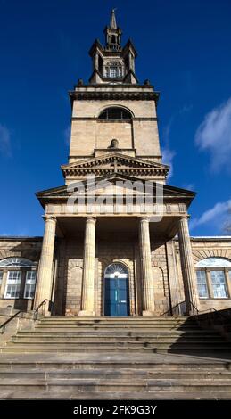 Vista esterna diurna di All Saints Church, Newcastle upon Tyne, Tyne and Wear, Inghilterra, Regno Unito Foto Stock