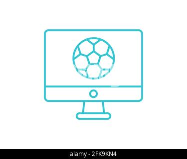 Icona di calcio del computer online. Profilo on-line computer soccer vettore icona per web design isolato su sfondo bianco. Illustrazione Vettoriale