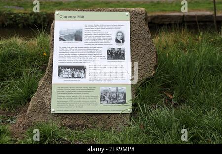 Scheda informativa Clarence Mill a Bollington in Cheshire Foto Stock