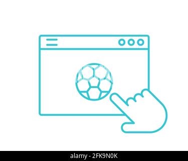 Icona di calcio del computer online. Profilo on-line computer soccer vettore icona per web design isolato su sfondo bianco. Illustrazione Vettoriale