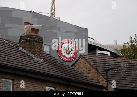 Brentford, Regno Unito. 27 Apr 2021. Brentford Community Stadium durante lo Sky Bet Championship a porte chiuse, il 27 aprile 2021, tra Brentford e Rotherham United al Brentford Community Stadium di Brentford, Inghilterra. Foto di Andrew Aleksiejczuk. Credit: Prime Media Images/Alamy Live News Foto Stock