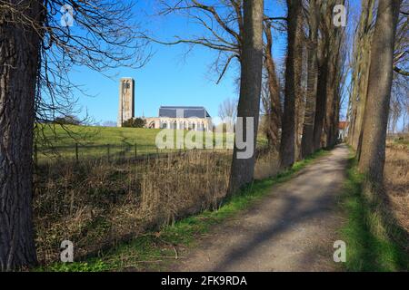 La Chiesa di nostra Signora dell'Assunzione (1210-1225) a Damme (Fiandre Occidentali), Belgio Foto Stock