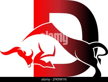 Icona del logo della lettera mista con il vettore del modello del simbolo del design bull Illustrazione Vettoriale