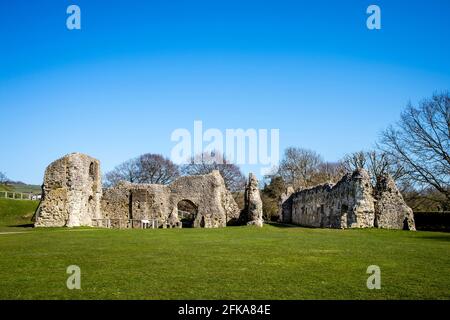 Le rovine del Priorato, Lewes Priory, Lewes, East Sussex, UK. Foto Stock