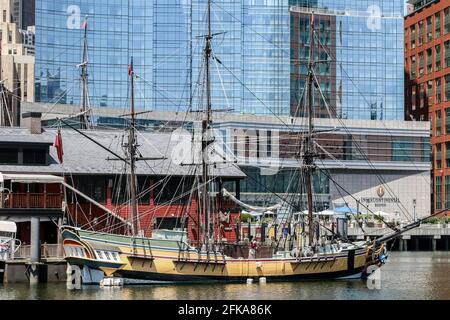 Boston Tea Party Ships & Floating Museum, Fort Point Channel, Boston ma Foto Stock