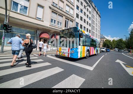 Lussemburgo, Granducato del Lussemburgo - 06 luglio 2018: Vista di una delle strade del centro di Lussemburgo Foto Stock