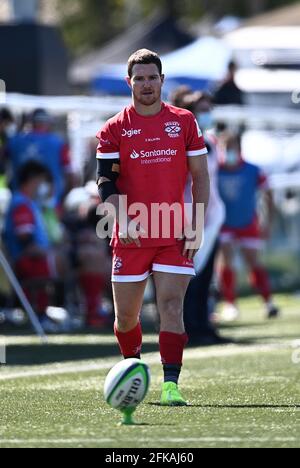 Ealing ovest. Regno Unito. 17 aprile 2021. Brendan Cope (Jersey). Ealing Trailfinders / Jersey Reds. Greene King IPA Championship rugby. Bar del castello. Ealing ovest. Londra. Regno Unito. Foto Stock