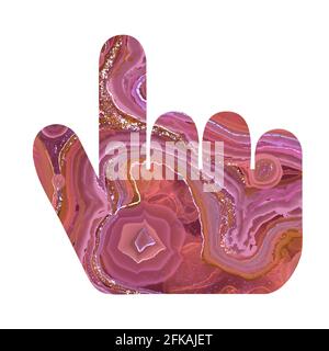forma della mano in fondo texture fluido Foto Stock