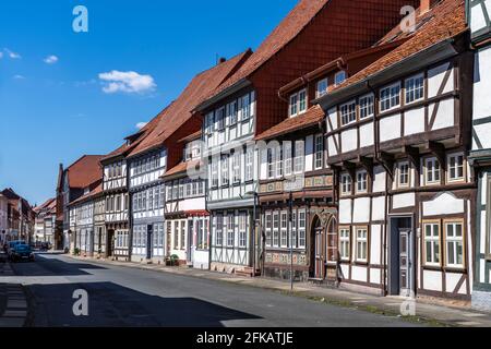 Fachwerkhäuser a Duderstadt, Niedersachsen, Deutschland | Case con struttura in legno a Duderstadt, bassa Sassonia, Germania Foto Stock