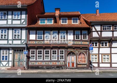 Fachwerkhäuser a Duderstadt, Niedersachsen, Deutschland | Case con struttura in legno a Duderstadt, bassa Sassonia, Germania Foto Stock