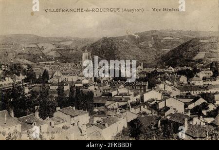 VILLEFRANCHE-DE-ROUERGUE. Reparto francese: 12 - Aveyron cartolina fine del 19 ° secolo - inizio del 20 ° secolo Foto Stock