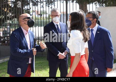 Murcia, Spagna. 30 Apr 2021. La regina spagnola Letizia Ortiz partecipa alla 6 edizione del 'Congresso educativo Sobre Enfermedades Raras ' a Totana, Murcia, venerdì 30 aprile 2021. Credit: STAMPA CORDON/Alamy Live News Foto Stock