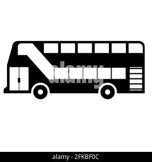 icona autobus a due piani su sfondo bianco. segnale autobus. stile piatto. simbolo autobus londra nero. Foto Stock
