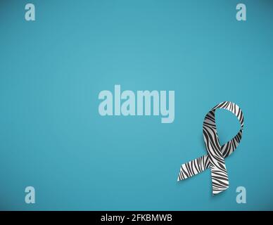 Simbolo del giorno della consapevolezza delle malattie rare, nastro con stampa zebra. Illustrazione Vettoriale