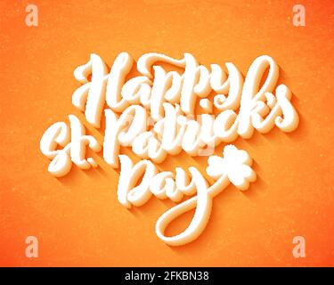 Happy Saint Patricks Day Card. Poster con scritta a mano. Vettore Illustrazione Vettoriale