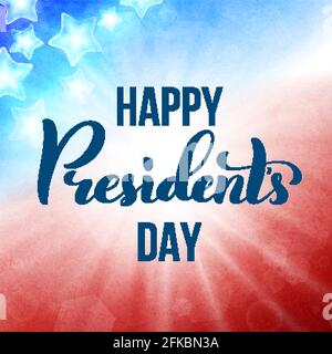 Happy Presidents Day negli USA card. Poster con scritta a mano. Vettore Illustrazione Vettoriale