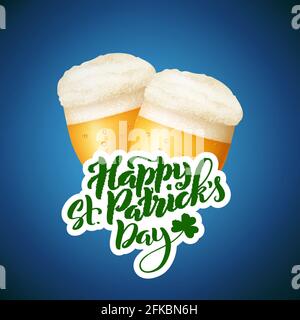 Happy Saint Patricks Day Card. Poster con scritta a mano. Vettore Illustrazione Vettoriale